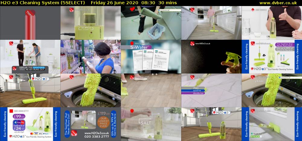 H2O e3 Cleaning System (5SELECT) Friday 26 June 2020 08:30 - 09:00