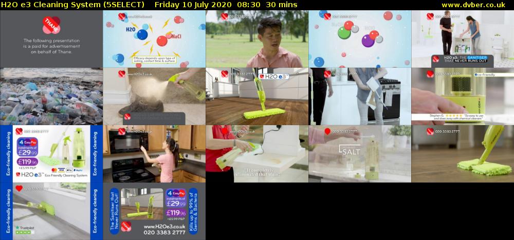 H2O e3 Cleaning System (5SELECT) Friday 10 July 2020 08:30 - 09:00