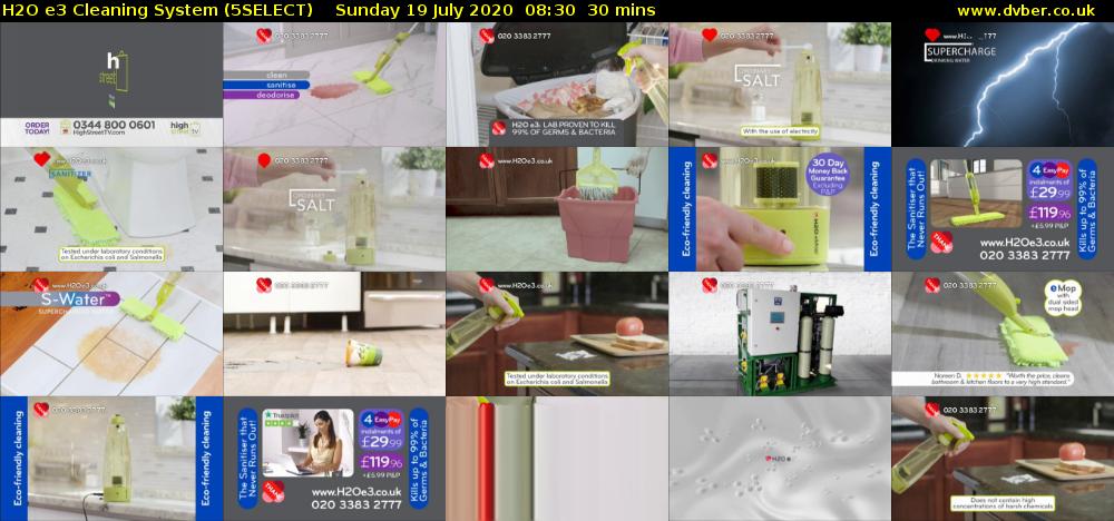 H2O e3 Cleaning System (5SELECT) Sunday 19 July 2020 08:30 - 09:00