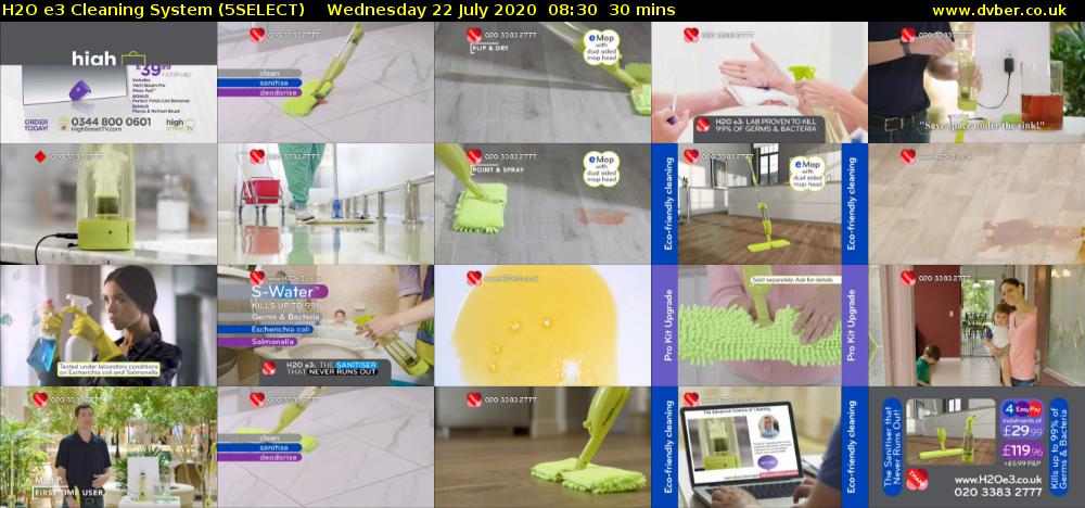 H2O e3 Cleaning System (5SELECT) Wednesday 22 July 2020 08:30 - 09:00