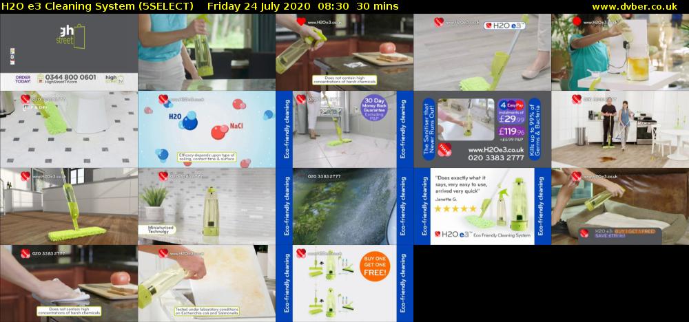 H2O e3 Cleaning System (5SELECT) Friday 24 July 2020 08:30 - 09:00