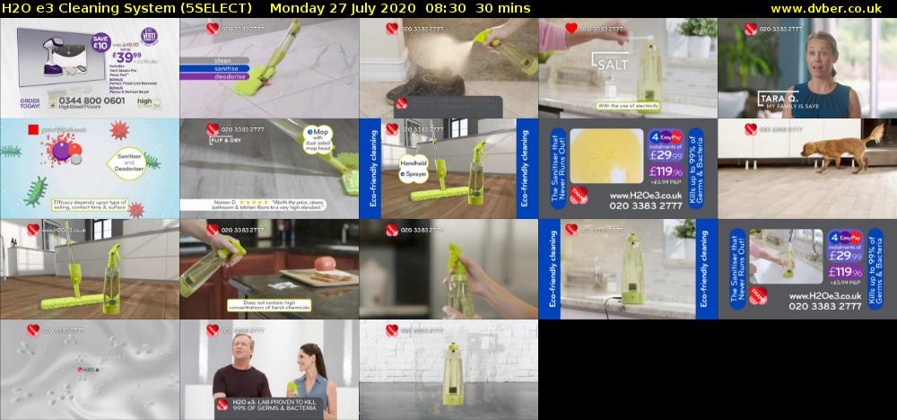 H2O e3 Cleaning System (5SELECT) Monday 27 July 2020 08:30 - 09:00