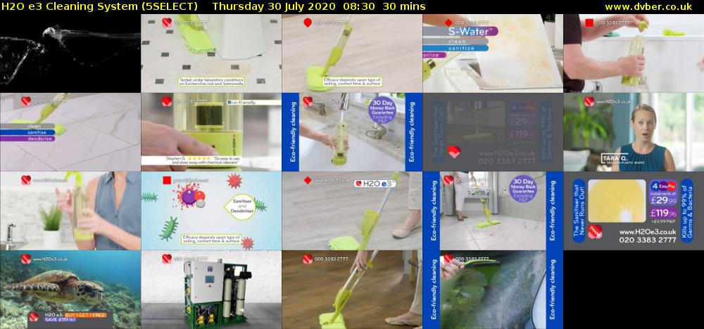 H2O e3 Cleaning System (5SELECT) Thursday 30 July 2020 08:30 - 09:00