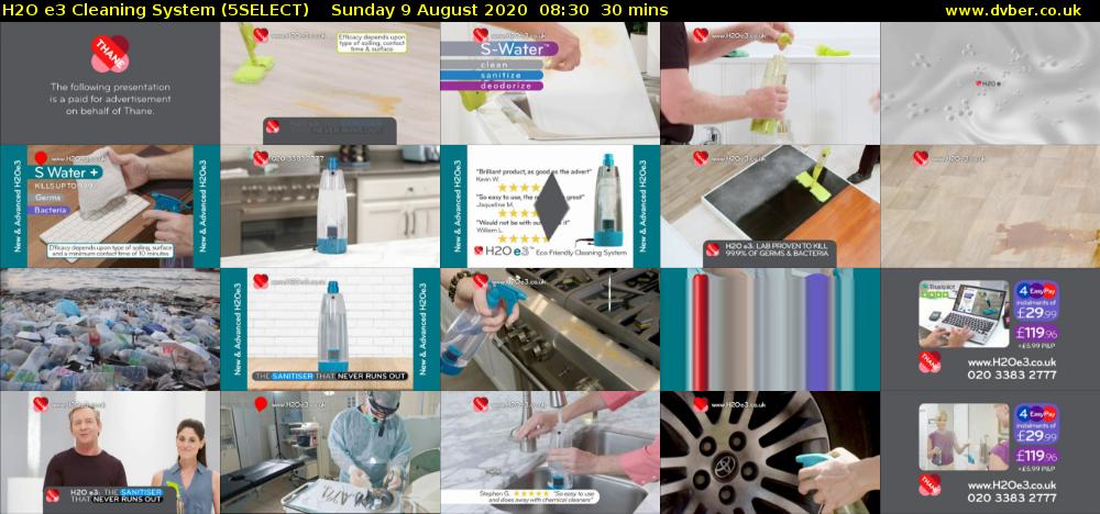 H2O e3 Cleaning System (5SELECT) Sunday 9 August 2020 08:30 - 09:00
