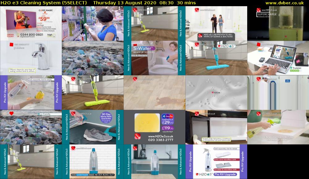 H2O e3 Cleaning System (5SELECT) Thursday 13 August 2020 08:30 - 09:00
