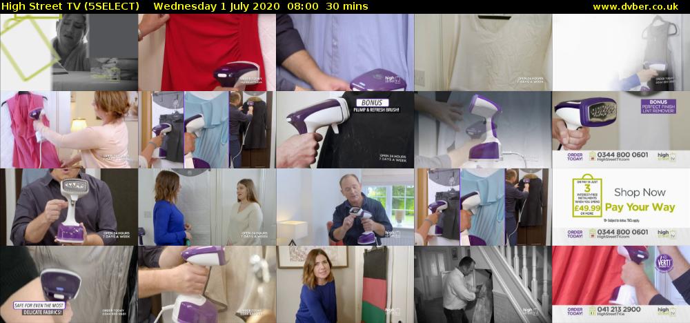High Street TV (5SELECT) Wednesday 1 July 2020 08:00 - 08:30