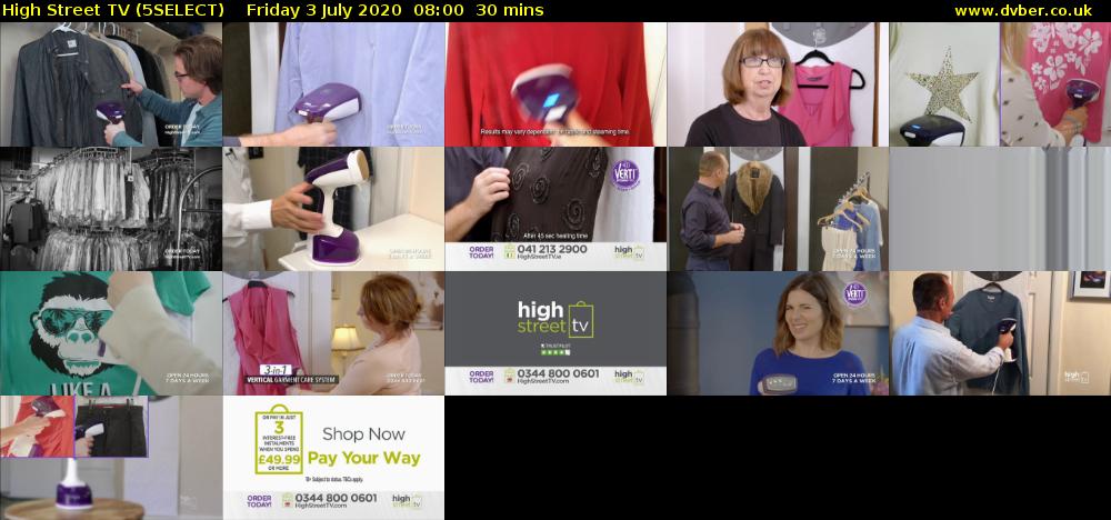 High Street TV (5SELECT) Friday 3 July 2020 08:00 - 08:30