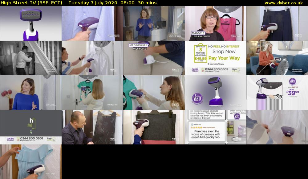High Street TV (5SELECT) Tuesday 7 July 2020 08:00 - 08:30
