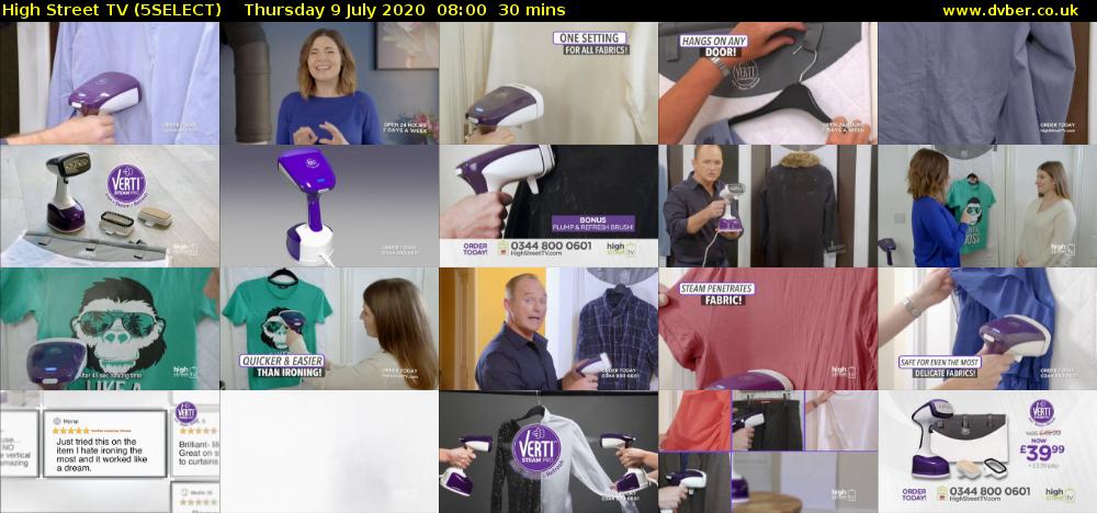 High Street TV (5SELECT) Thursday 9 July 2020 08:00 - 08:30
