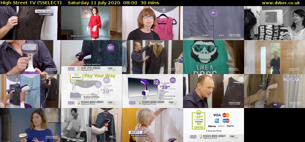 High Street TV (5SELECT) Saturday 11 July 2020 08:00 - 08:30