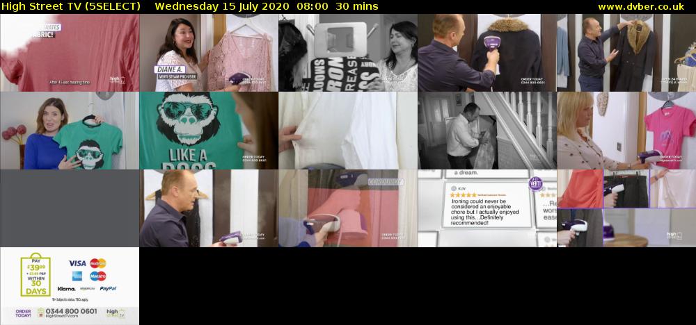 High Street TV (5SELECT) Wednesday 15 July 2020 08:00 - 08:30