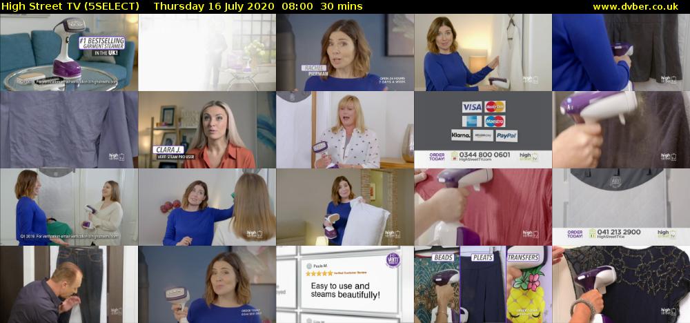 High Street TV (5SELECT) Thursday 16 July 2020 08:00 - 08:30
