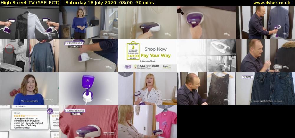 High Street TV (5SELECT) Saturday 18 July 2020 08:00 - 08:30