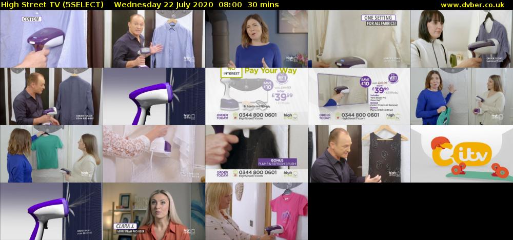 High Street TV (5SELECT) Wednesday 22 July 2020 08:00 - 08:30
