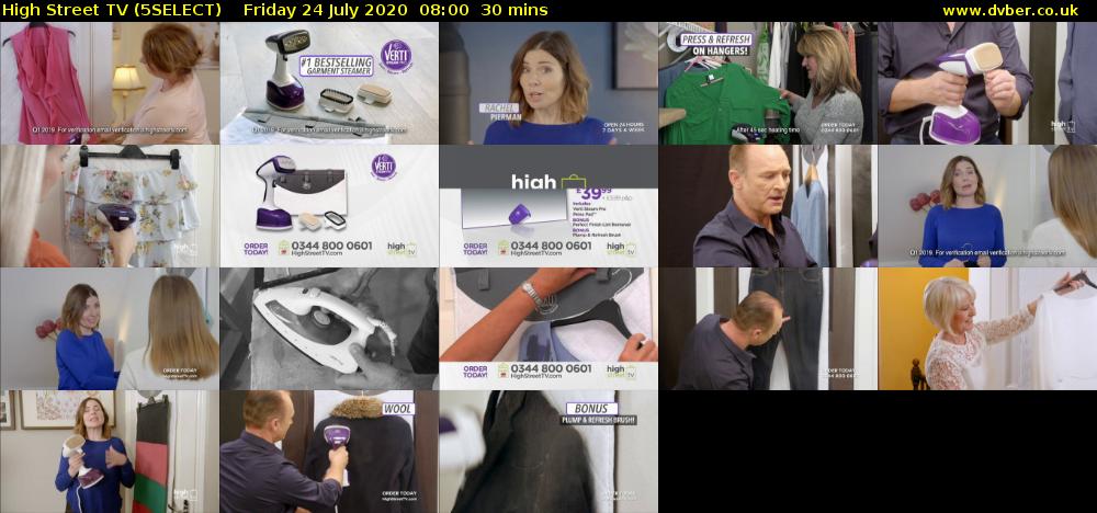 High Street TV (5SELECT) Friday 24 July 2020 08:00 - 08:30