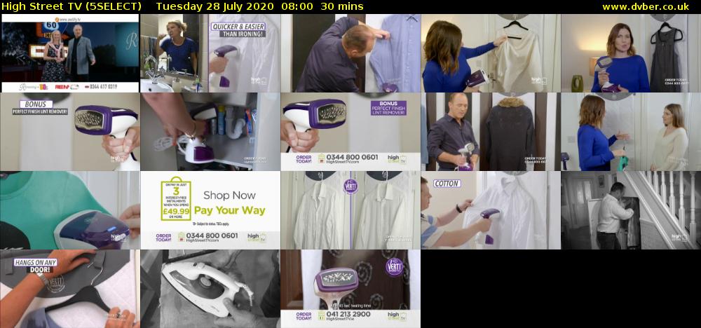 High Street TV (5SELECT) Tuesday 28 July 2020 08:00 - 08:30