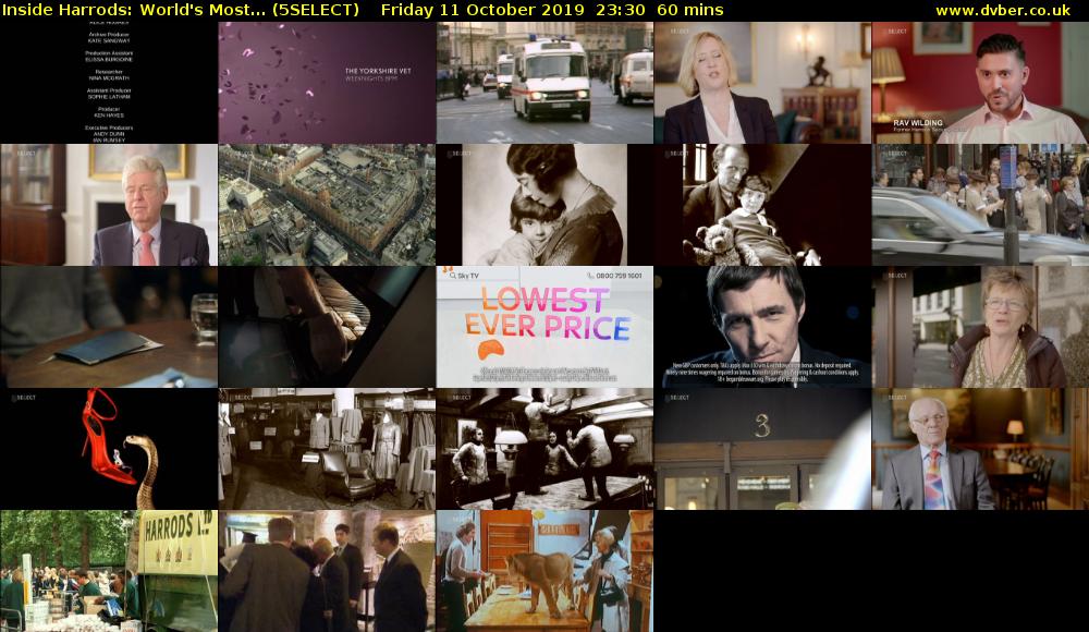 Inside Harrods: World's Most... (5SELECT) Friday 11 October 2019 23:30 - 00:30