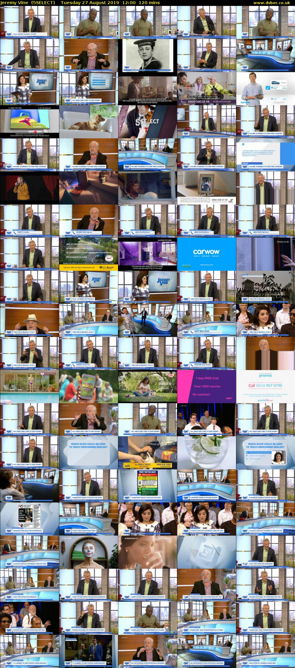 Jeremy Vine  (5SELECT) Tuesday 27 August 2019 12:00 - 14:00