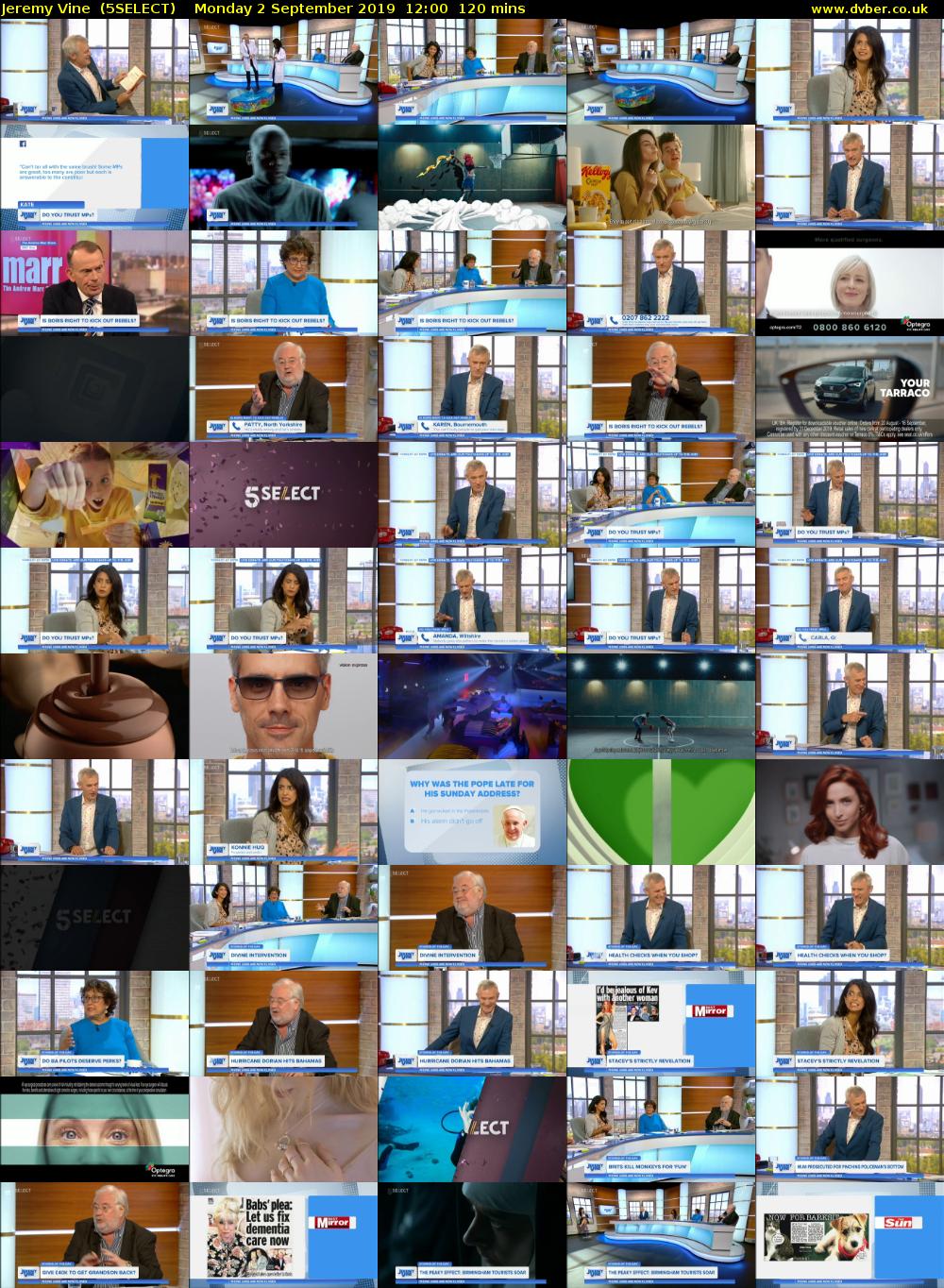 Jeremy Vine  (5SELECT) Monday 2 September 2019 12:00 - 14:00