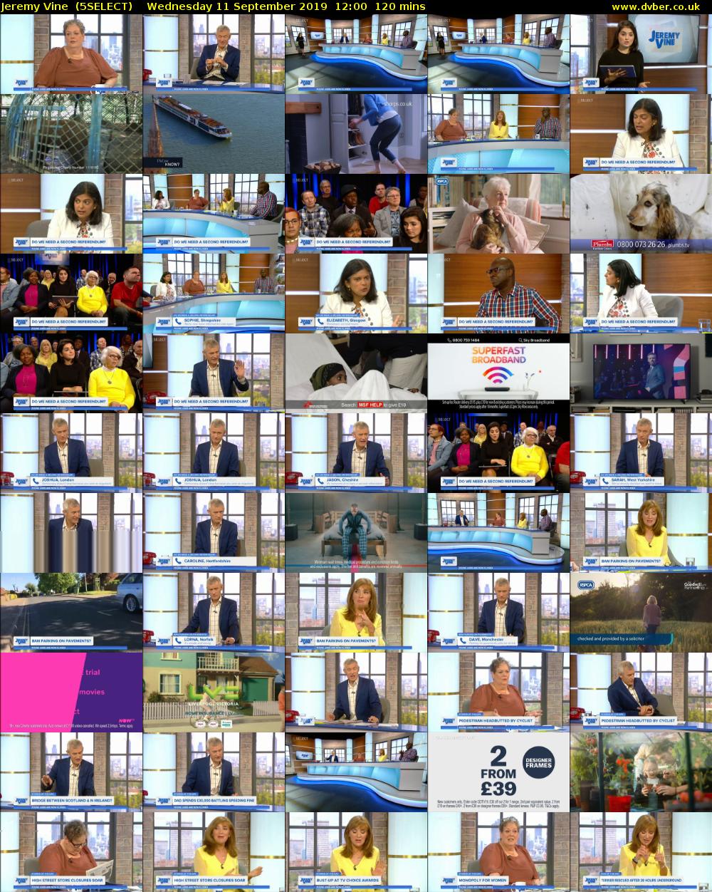 Jeremy Vine  (5SELECT) Wednesday 11 September 2019 12:00 - 14:00