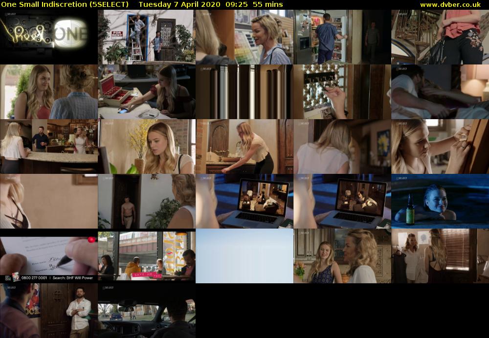 One Small Indiscretion (5SELECT) Tuesday 7 April 2020 09:25 - 10:20