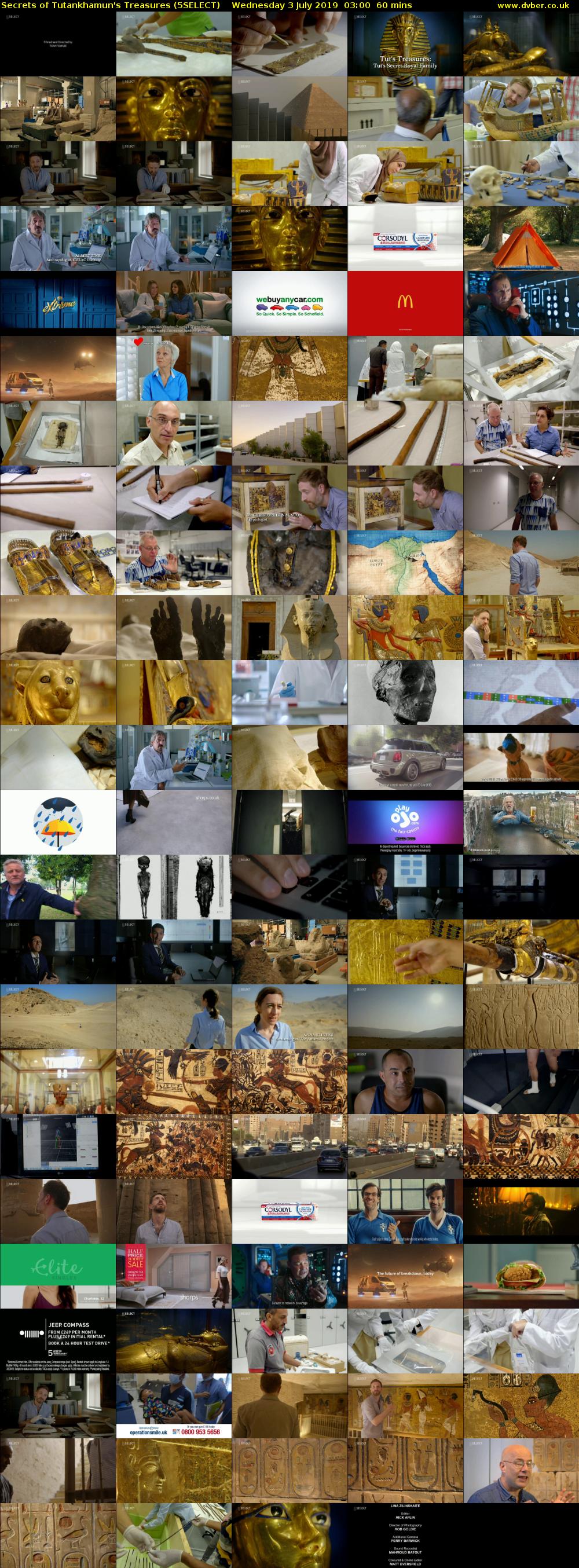 Secrets of Tutankhamun's Treasures (5SELECT) Wednesday 3 July 2019 03:00 - 04:00