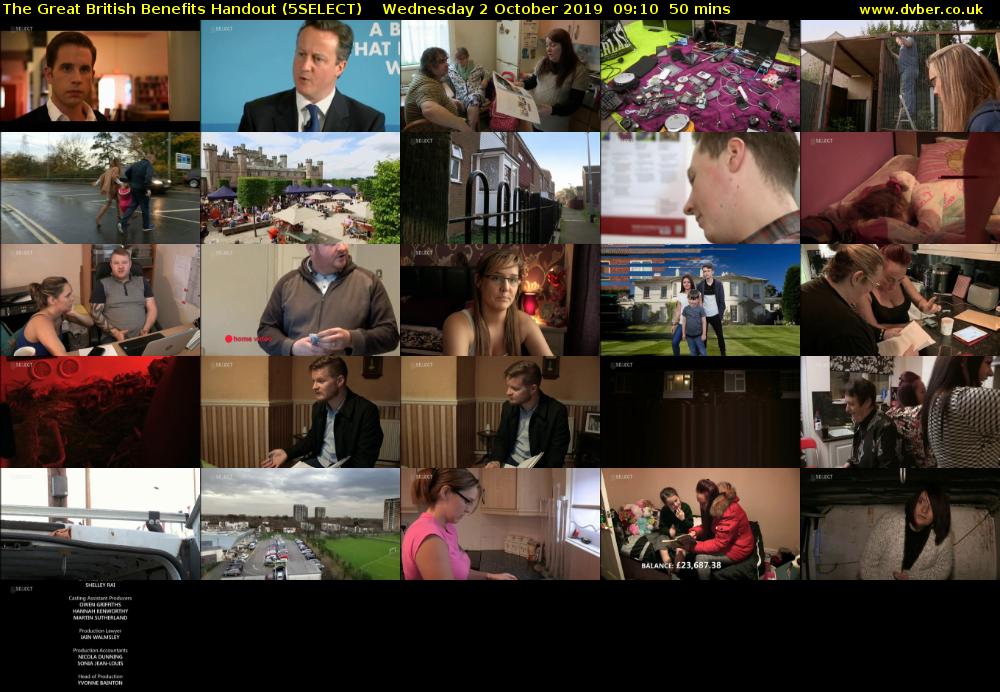 The Great British Benefits Handout (5SELECT) Wednesday 2 October 2019 09:10 - 10:00