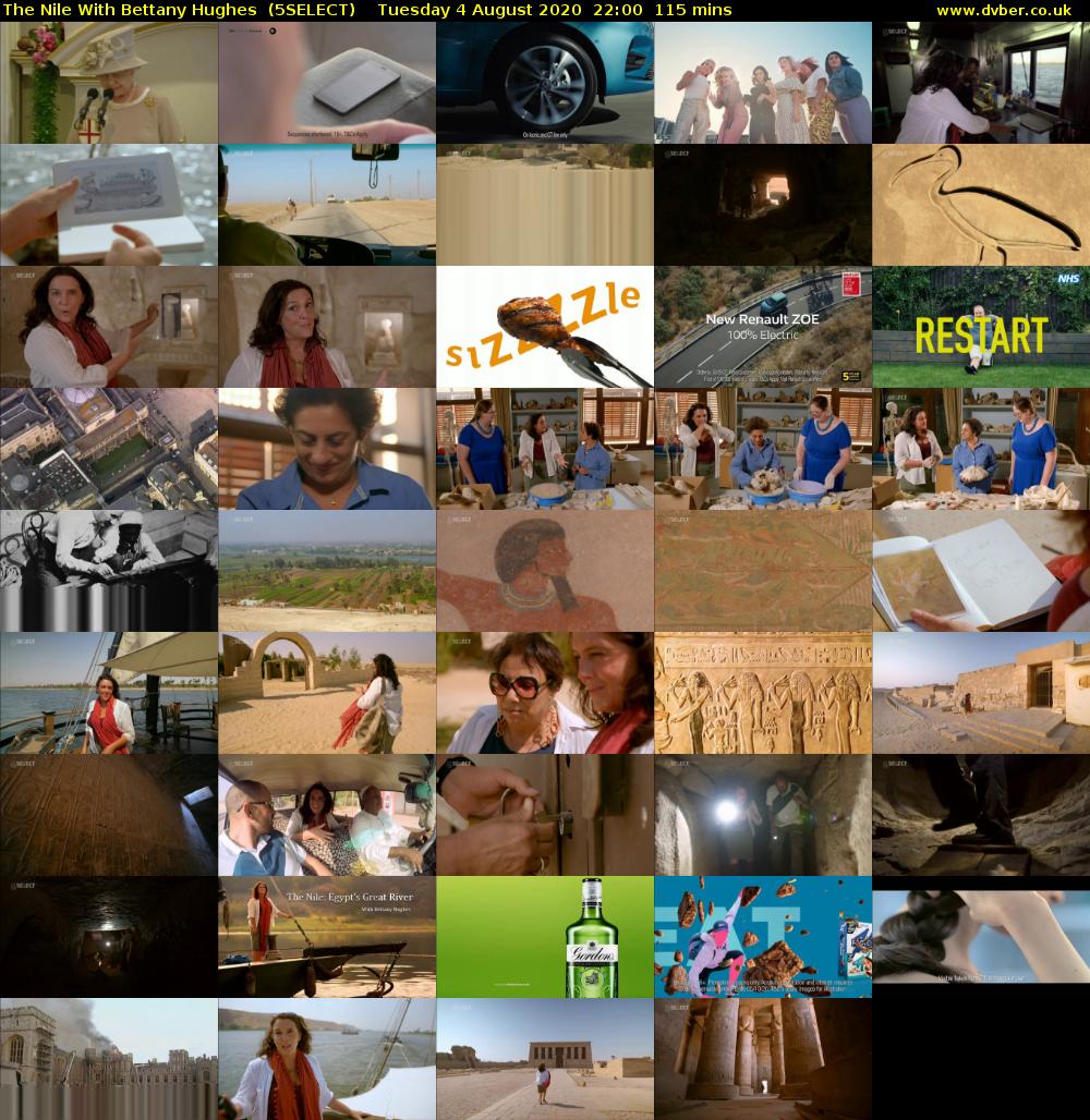 The Nile With Bettany Hughes  (5SELECT) Tuesday 4 August 2020 22:00 - 23:55