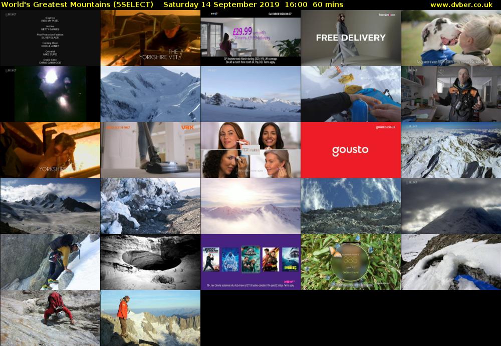 World's Greatest Mountains (5SELECT) Saturday 14 September 2019 16:00 - 17:00