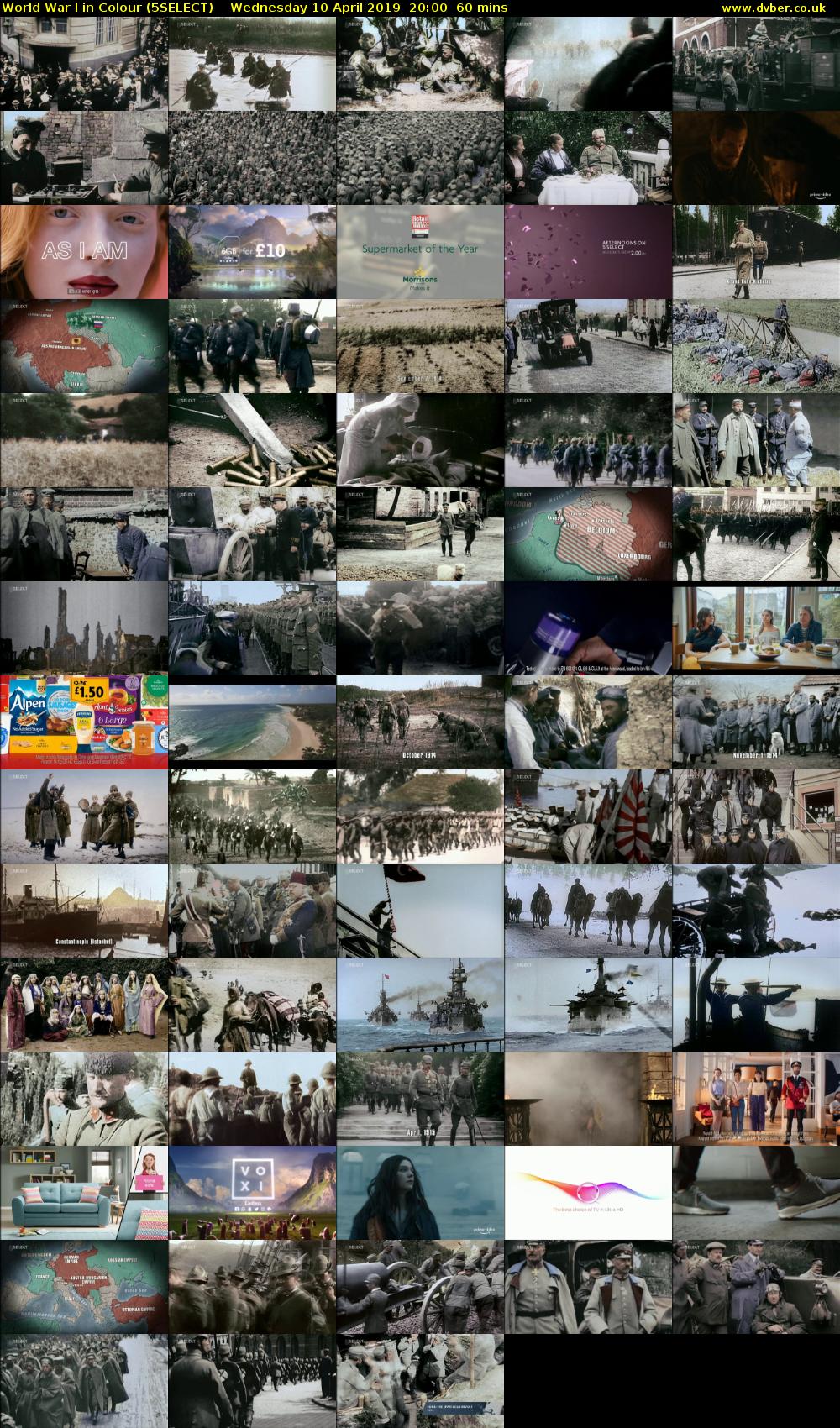 World War I in Colour (5SELECT) Wednesday 10 April 2019 20:00 - 21:00