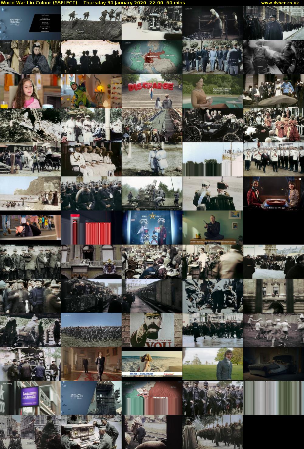 World War I in Colour (5SELECT) Thursday 30 January 2020 22:00 - 23:00
