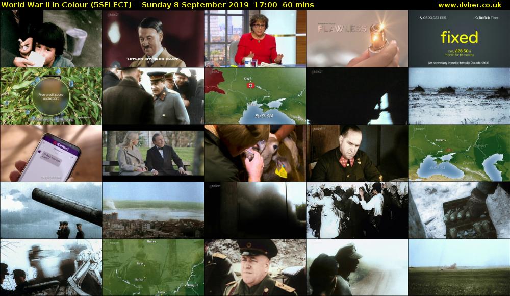World War II in Colour (5SELECT) Sunday 8 September 2019 17:00 - 18:00