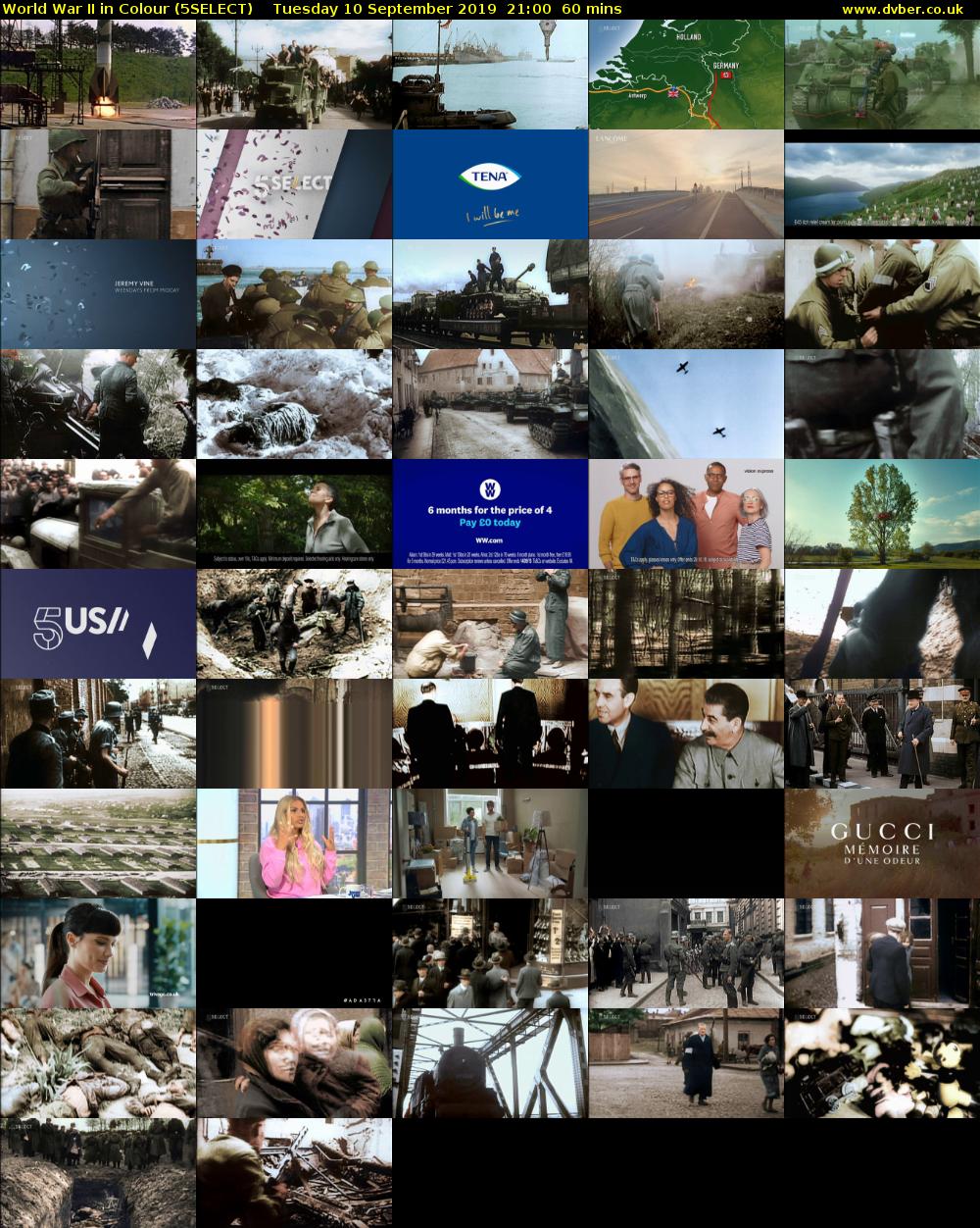 World War II in Colour (5SELECT) Tuesday 10 September 2019 21:00 - 22:00