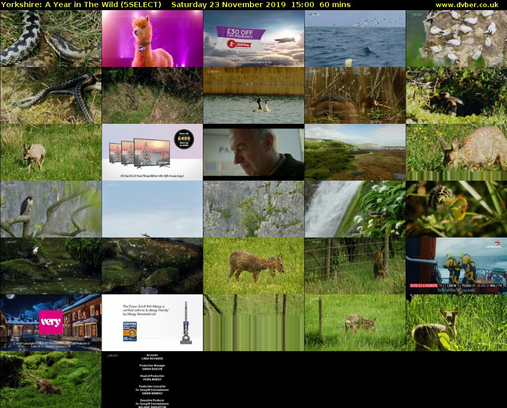 Yorkshire: A Year in The Wild (5SELECT) Saturday 23 November 2019 15:00 - 16:00