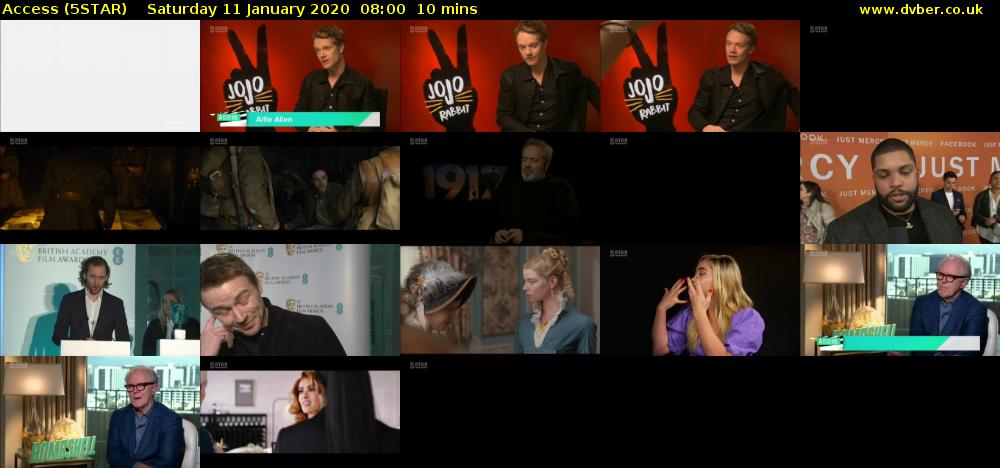 Access (5STAR) Saturday 11 January 2020 08:00 - 08:10