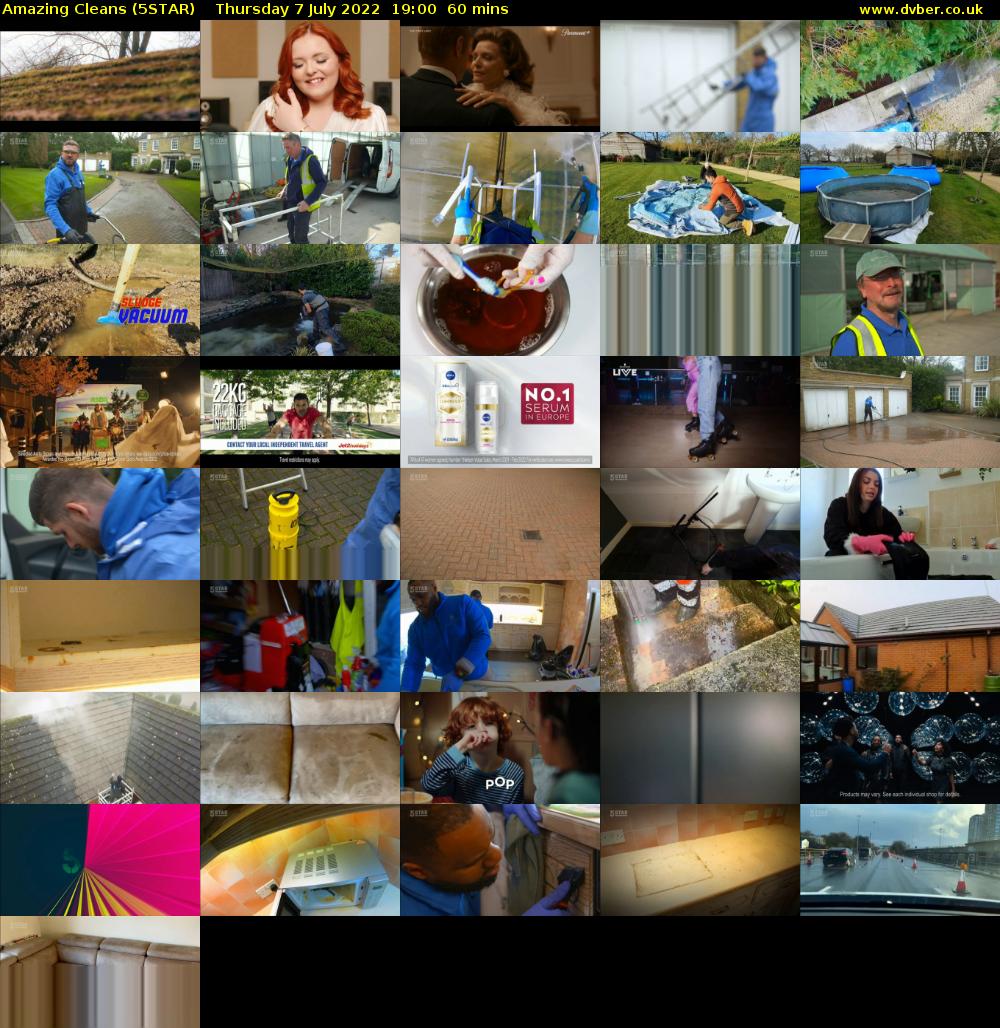 Amazing Cleans (5STAR) Thursday 7 July 2022 19:00 - 20:00