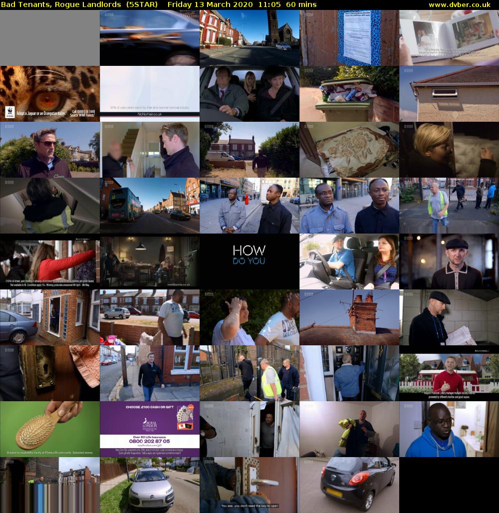Bad Tenants, Rogue Landlords  (5STAR) Friday 13 March 2020 11:05 - 12:05