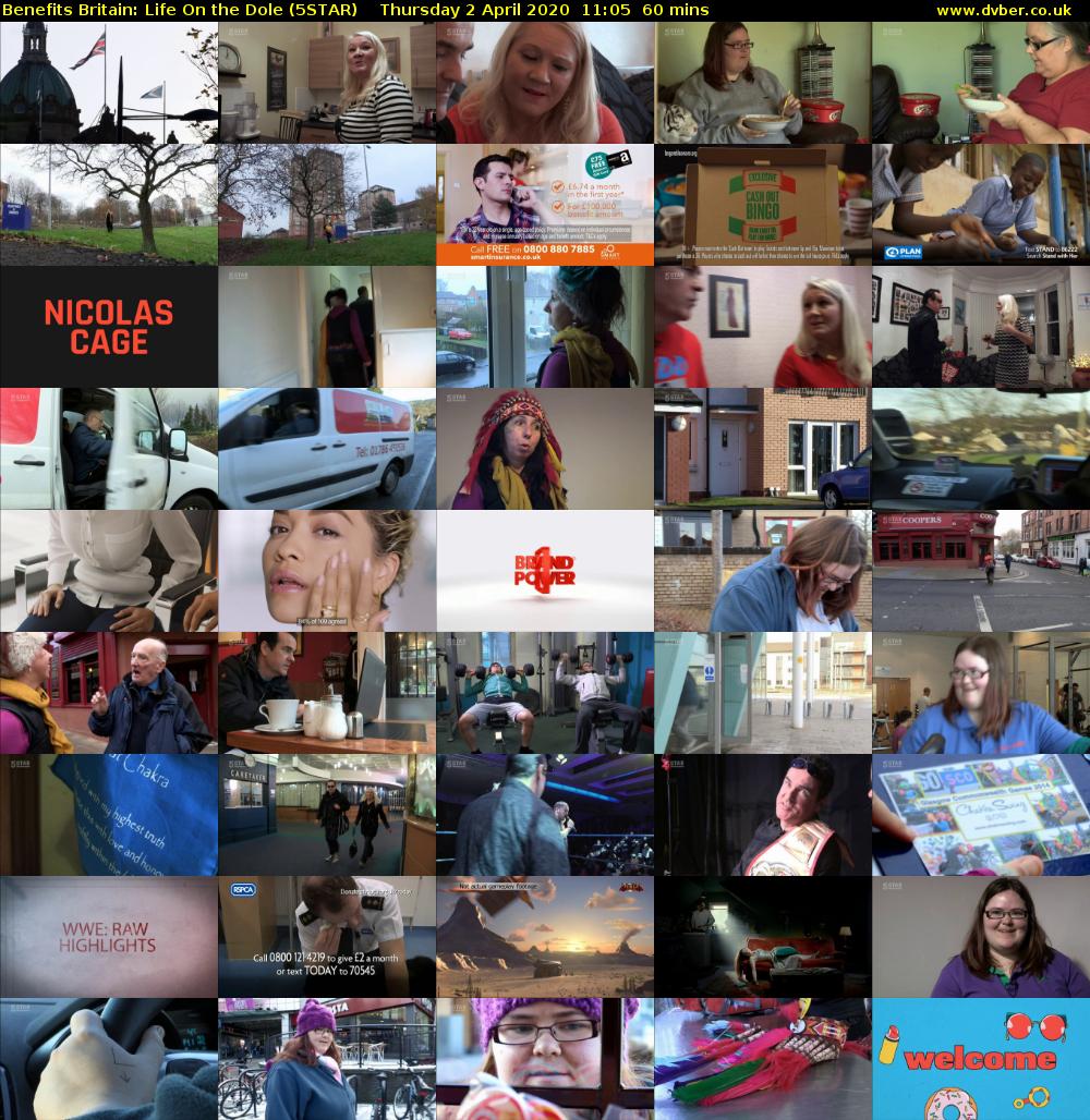 Benefits Britain: Life On the Dole (5STAR) Thursday 2 April 2020 11:05 - 12:05