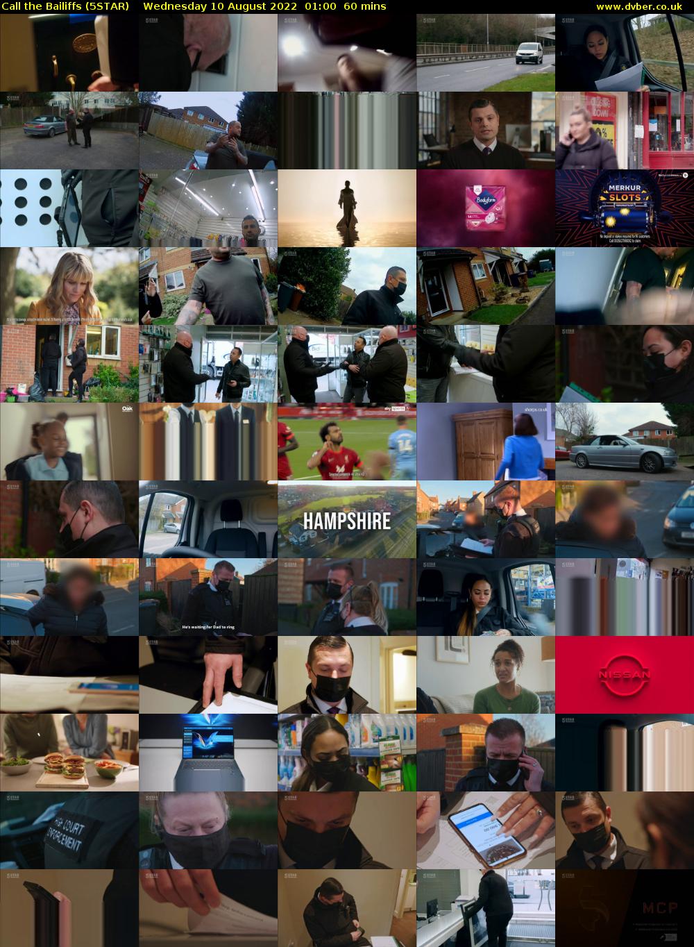 Call the Bailiffs (5STAR) Wednesday 10 August 2022 01:00 - 02:00
