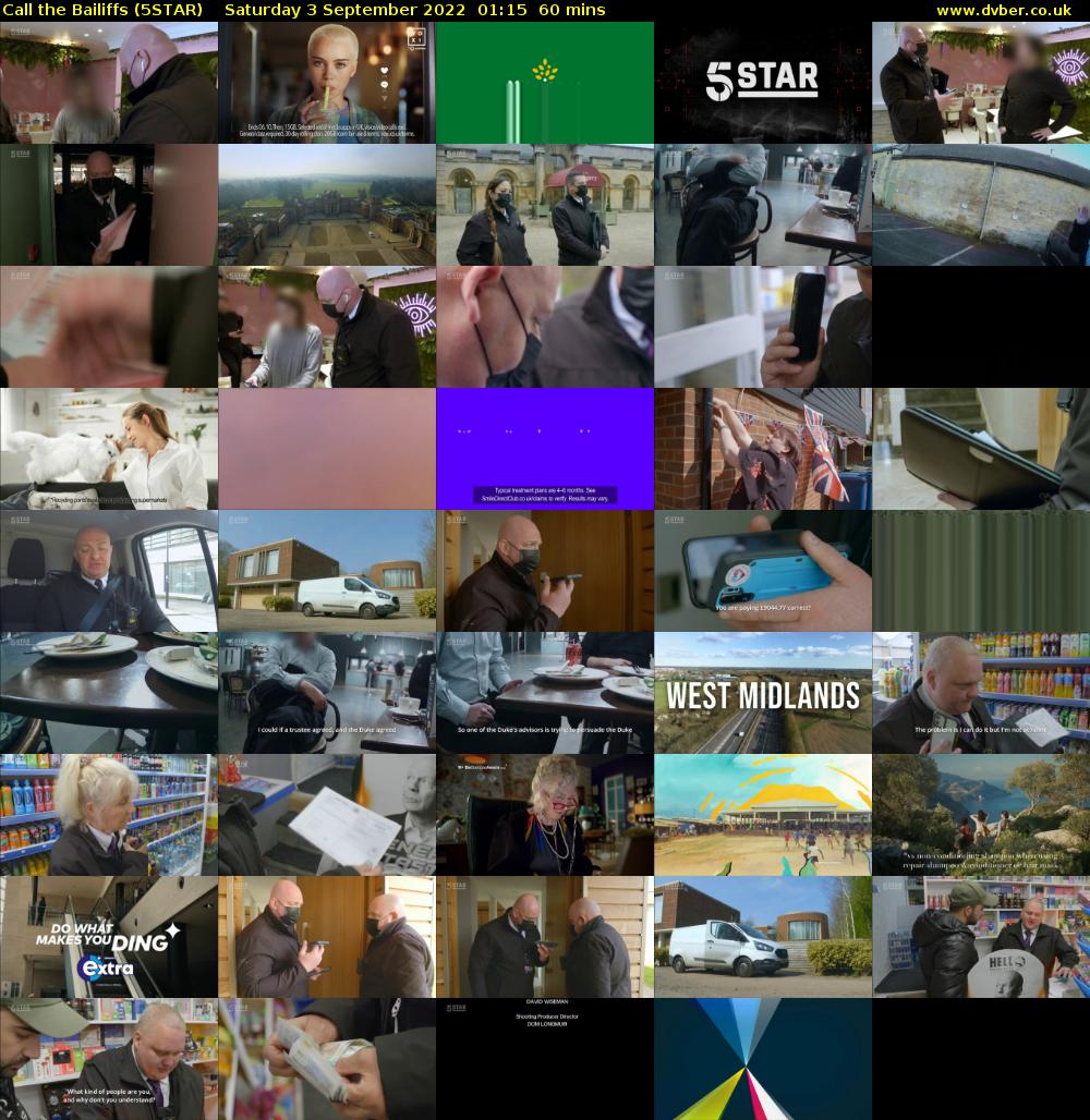 Call the Bailiffs (5STAR) Saturday 3 September 2022 01:15 - 02:15