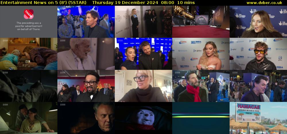 Entertainment News on 5 (8') (5STAR) Thursday 19 December 2024 08:00 - 08:10