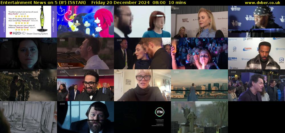 Entertainment News on 5 (8') (5STAR) Friday 20 December 2024 08:00 - 08:10