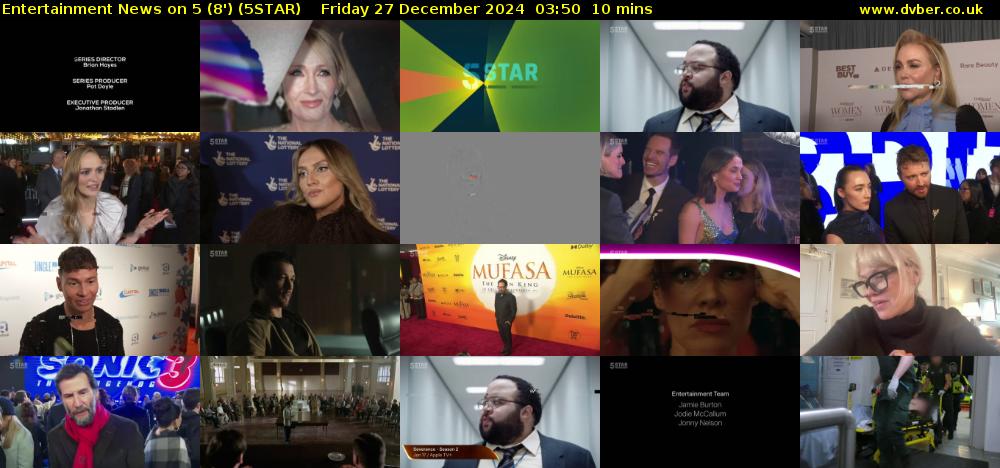 Entertainment News on 5 (8') (5STAR) Friday 27 December 2024 03:50 - 04:00