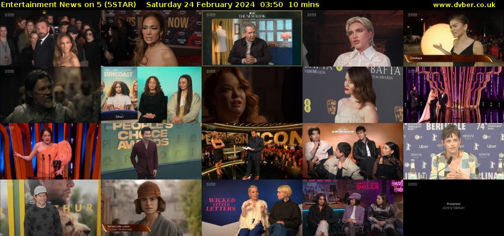 Entertainment News on 5 (5STAR) Saturday 24 February 2024 03:50 - 04:00