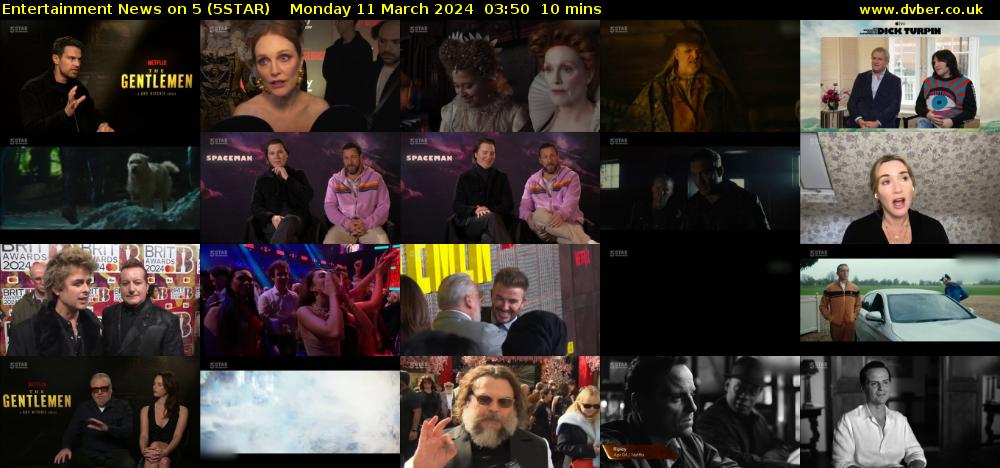 Entertainment News on 5 (5STAR) Monday 11 March 2024 03:50 - 04:00