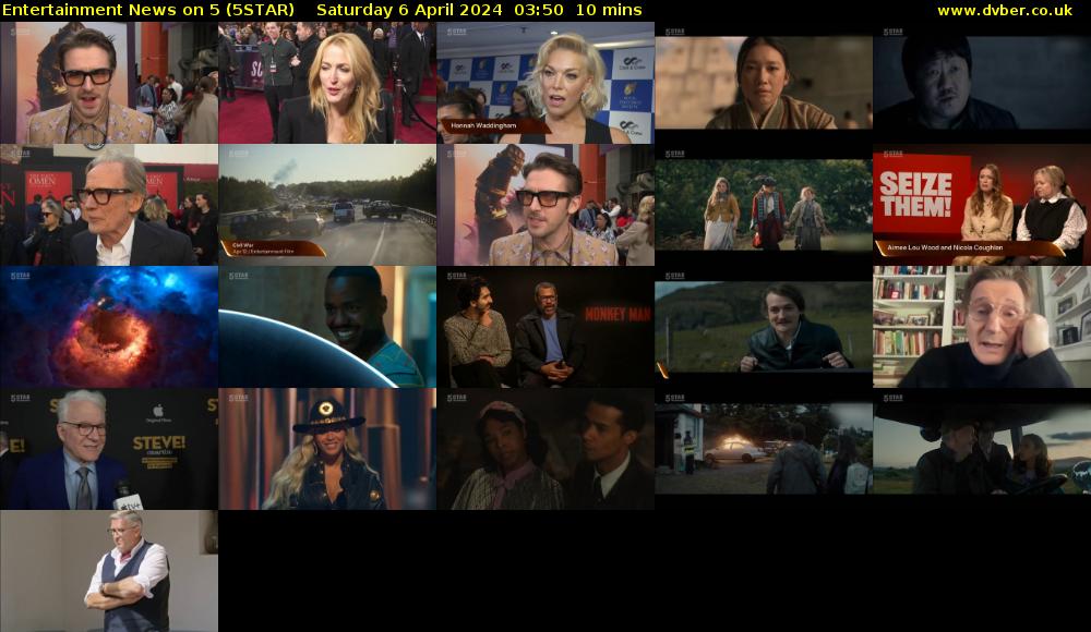 Entertainment News on 5 (5STAR) Saturday 6 April 2024 03:50 - 04:00
