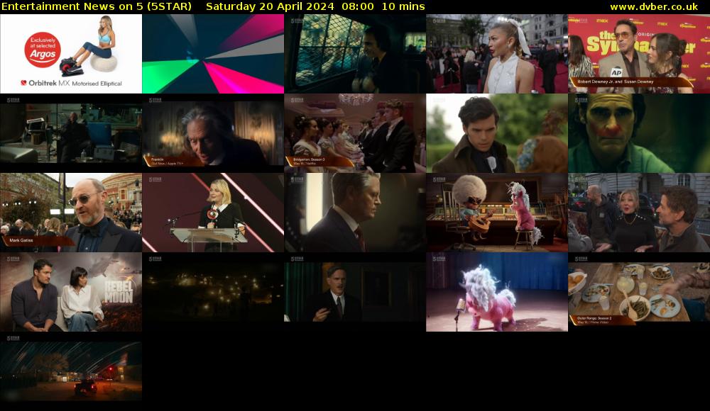 Entertainment News on 5 (5STAR) Saturday 20 April 2024 08:00 - 08:10