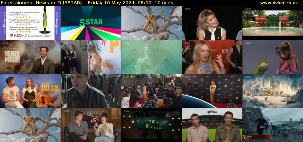 Entertainment News on 5 (5STAR) Friday 10 May 2024 08:00 - 08:10