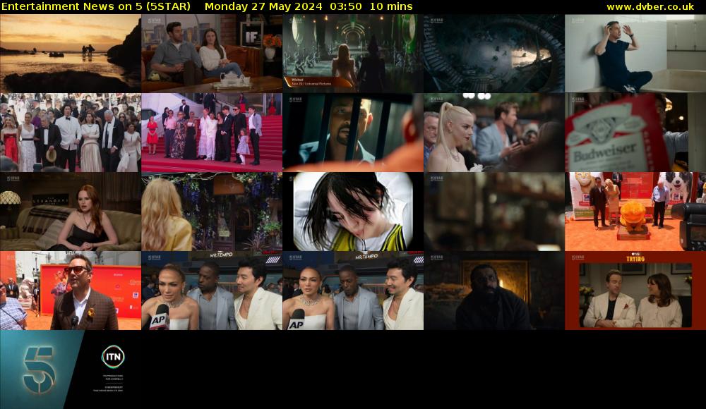 Entertainment News on 5 (5STAR) Monday 27 May 2024 03:50 - 04:00