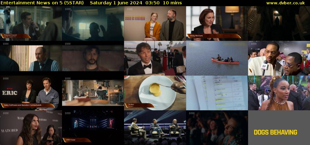 Entertainment News on 5 (5STAR) Saturday 1 June 2024 03:50 - 04:00